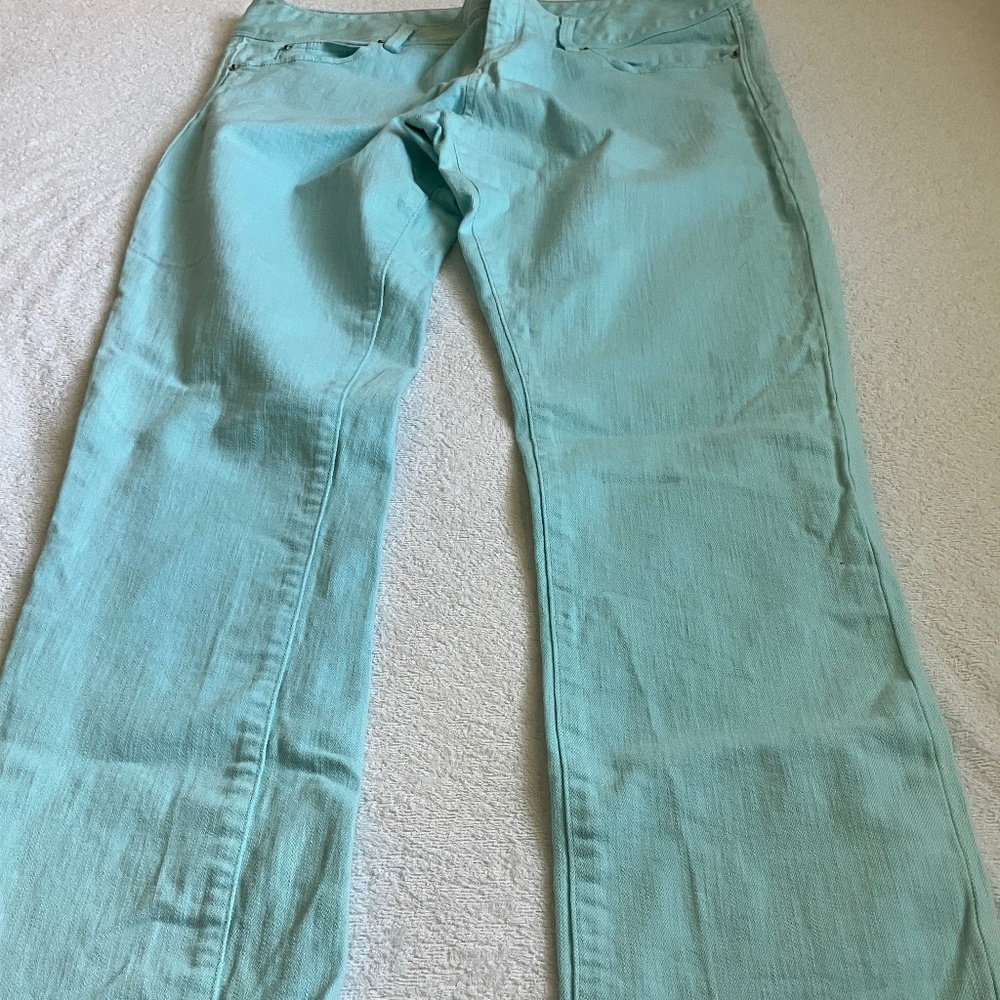 Lilly Pulitzer Aqua/Turquoise Blue Worth Straight Leg Denim Jeans Size 14